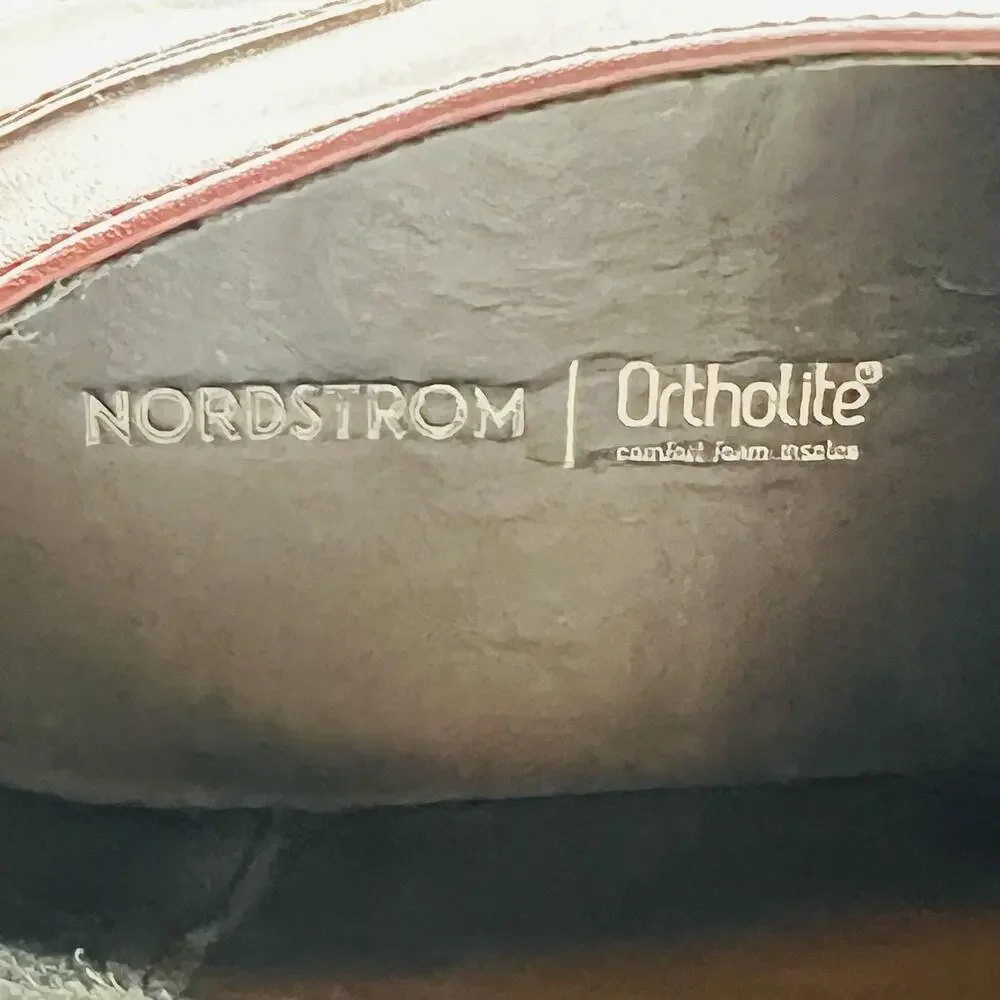 Nordstrom Shoes Mens 12 Red Leather Ortholite Cap Toe Oxford Dress Comfort